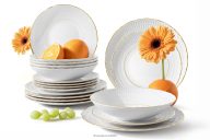 Elegantná porcelánová jedálenská súprava zlatá línia 6 osôb (18 ks)