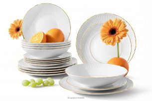 CMIELOW SOFIA, https://konsimo.sk/kolekcie/cmielow-sofia/ Elegantná porcelánová jedálenská súprava zlatá línia 6 osôb (18 ks) biela/zlatá - obrázok