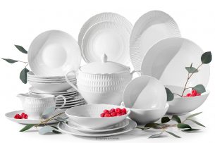 CMIELOW SOFIA, https://konsimo.sk/kolekcie/cmielow-sofia/ Elegantná porcelánová jedálenská súprava biela 6 os (25 ks.) biela - obrázok