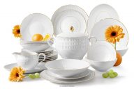 Elegantná porcelánová jedálenská súprava zlatá línia 6 osôbx (25 ks)