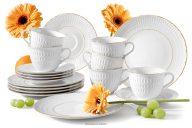 Elegantná porcelánová kávová súprava zlatá línia 6 osôb (18 ks)