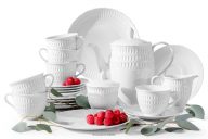 Elegantná porcelánová kávová súprava biela 6 os (21 ks)
