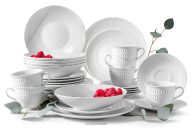 Elegantná porcelánová jedálenská a kávová súprava biela súprava pre 6 osôb (30 ks)