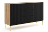 Elegantná komoda do obývačky na zlatých nožičkách dub artisan/čierna