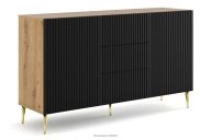 Elegantná komoda na zlatých nožičkách dub artisan/čierna