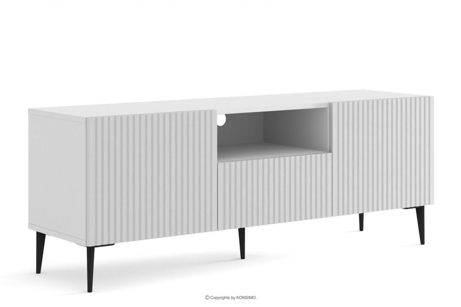 REMO Moderná komoda s lištami biela biela - obrázok 0