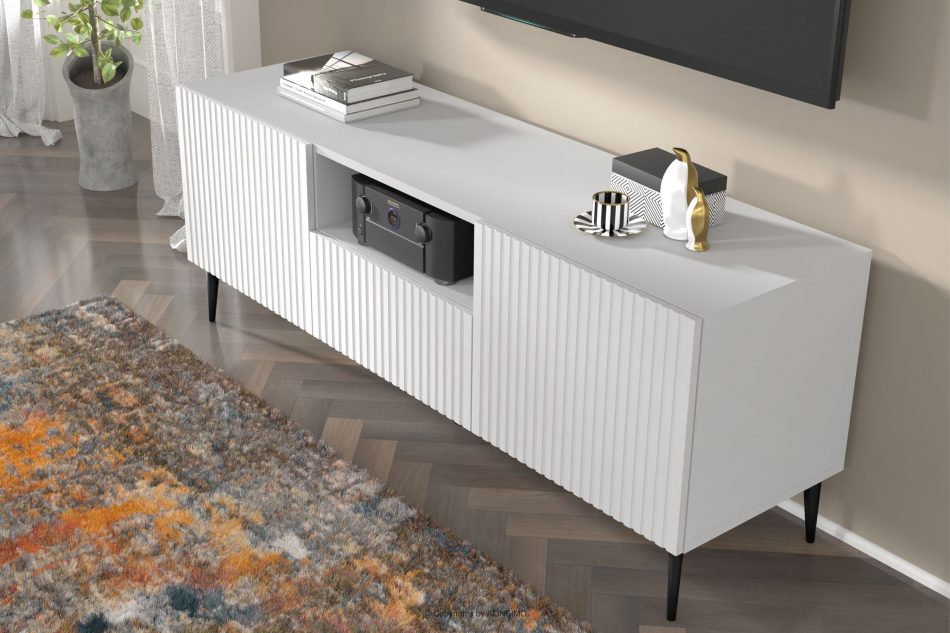 REMO Moderná komoda s lištami biela biela - obrázok 3