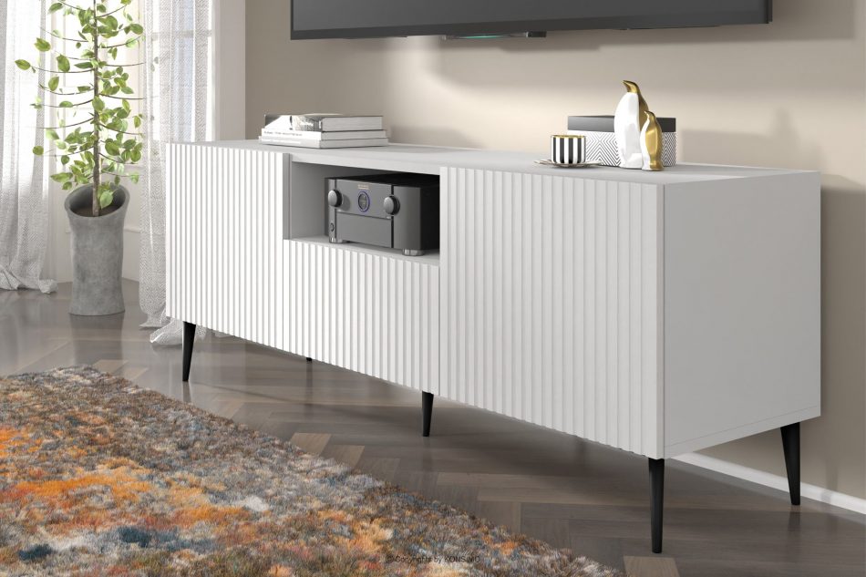 REMO Moderná komoda s lištami biela biela - obrázok 4