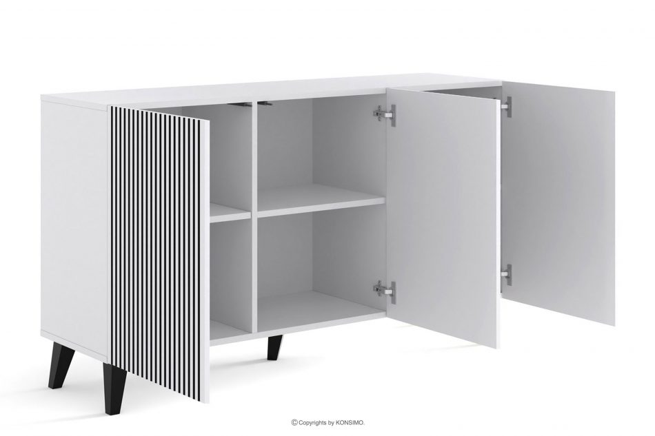 REMO Biela/chrómová moderná komoda s lištami biela/čierna - obrázok 2
