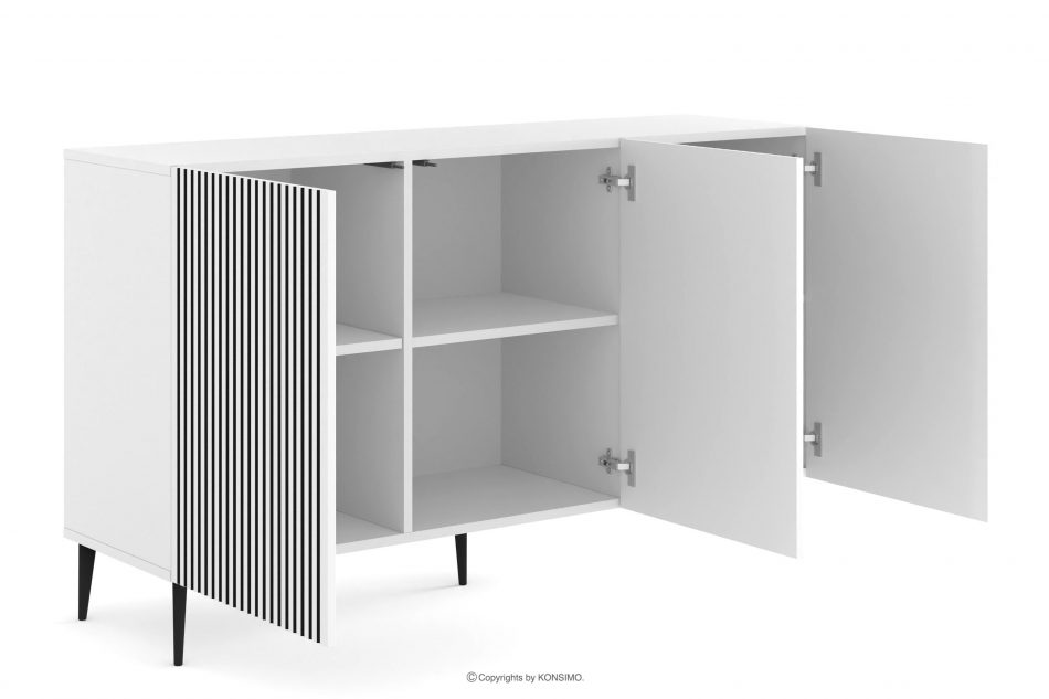 REMO Moderná komoda s nožičkami biela/čistá biela biela/čierna - obrázok 2