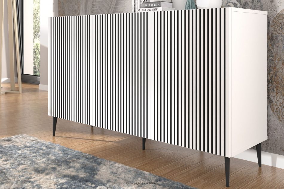 REMO Moderná komoda s nožičkami biela/čistá biela biela/čierna - obrázok 3