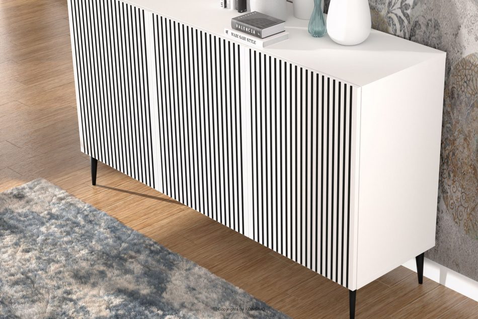 REMO Moderná komoda s nožičkami biela/čistá biela biela/čierna - obrázok 4