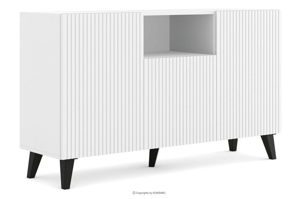 REMO Moderná komoda s lamelami biela biela - obrázok 0