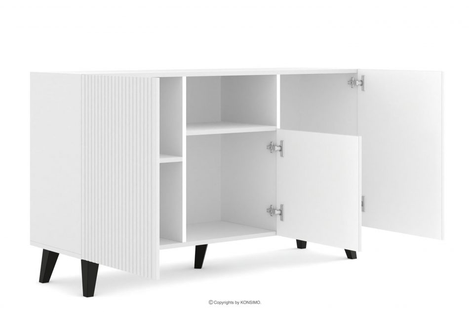 REMO Moderná komoda s lamelami biela biela - obrázok 2