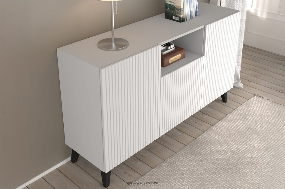 REMO Moderná komoda s lamelami biela biela - obrázok 4