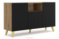Moderná komoda s lamelovými nohami dub artisan/cierne