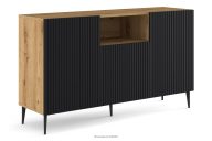 Moderná komoda na nožičkách s lamelami dub artisan/cierne
