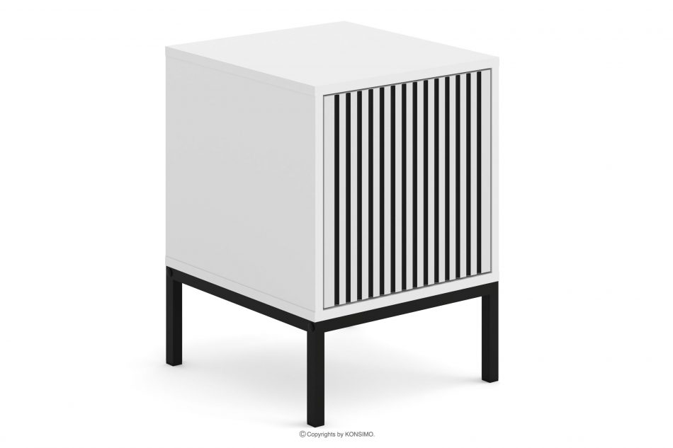 REMO Nočný stolík s roštami biely/chróm biela/čierna - obrázok 0