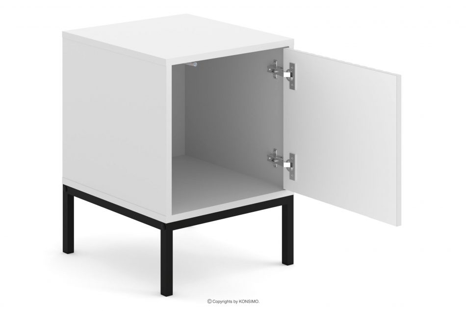 REMO Nočný stolík s roštami biely/chróm biela/čierna - obrázok 2