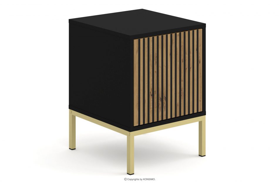 REMO Nočný stolík s roštami čierna/dubová artisan čierna/dubová artisan - obrázok 0
