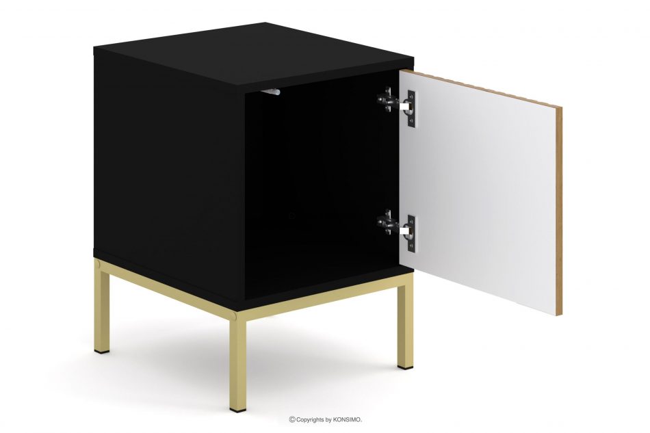 REMO Nočný stolík s roštami čierna/dubová artisan čierna/dubová artisan - obrázok 2