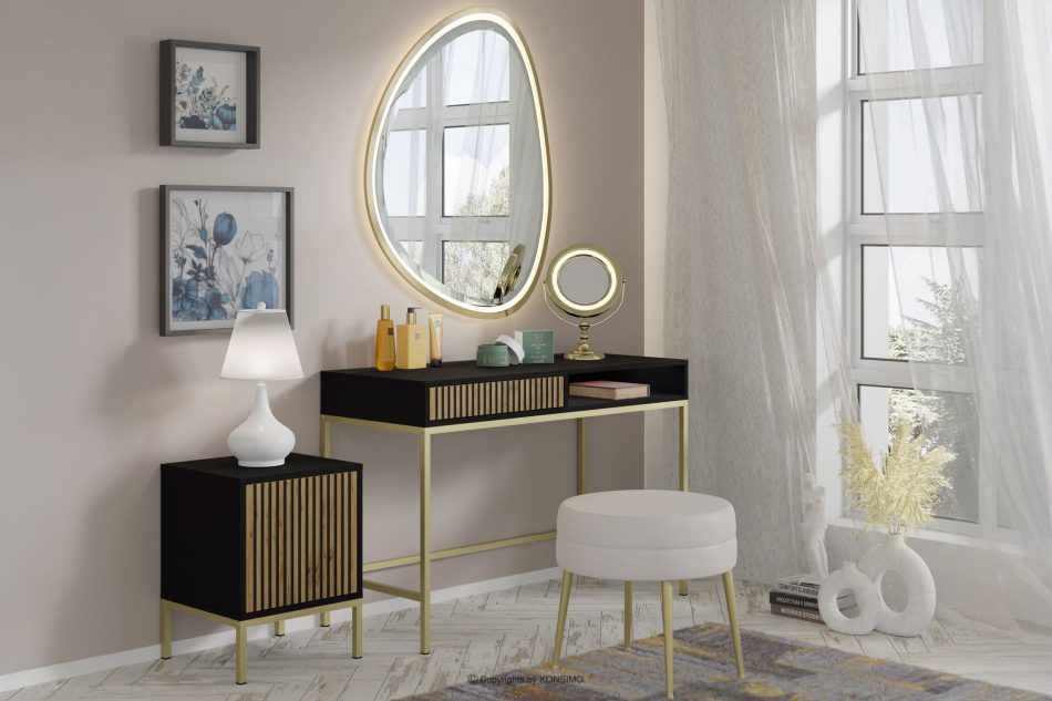 REMO Nočný stolík s roštami čierna/dubová artisan čierna/dubová artisan - obrázok 4