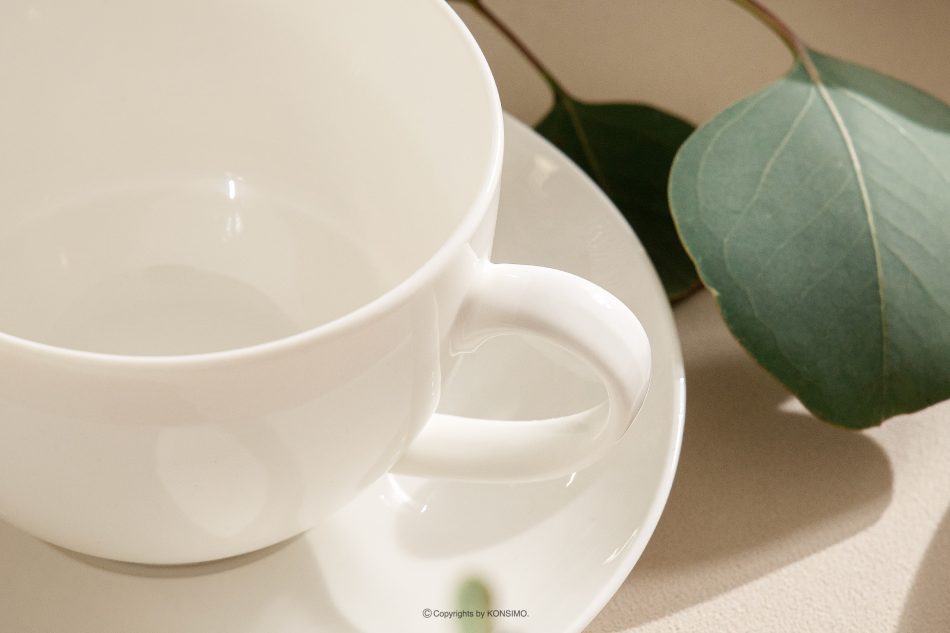 AD BELLA Šálka na kávu z tvrdého porcelánu ecru s podšálkou ecru - obrázok 10