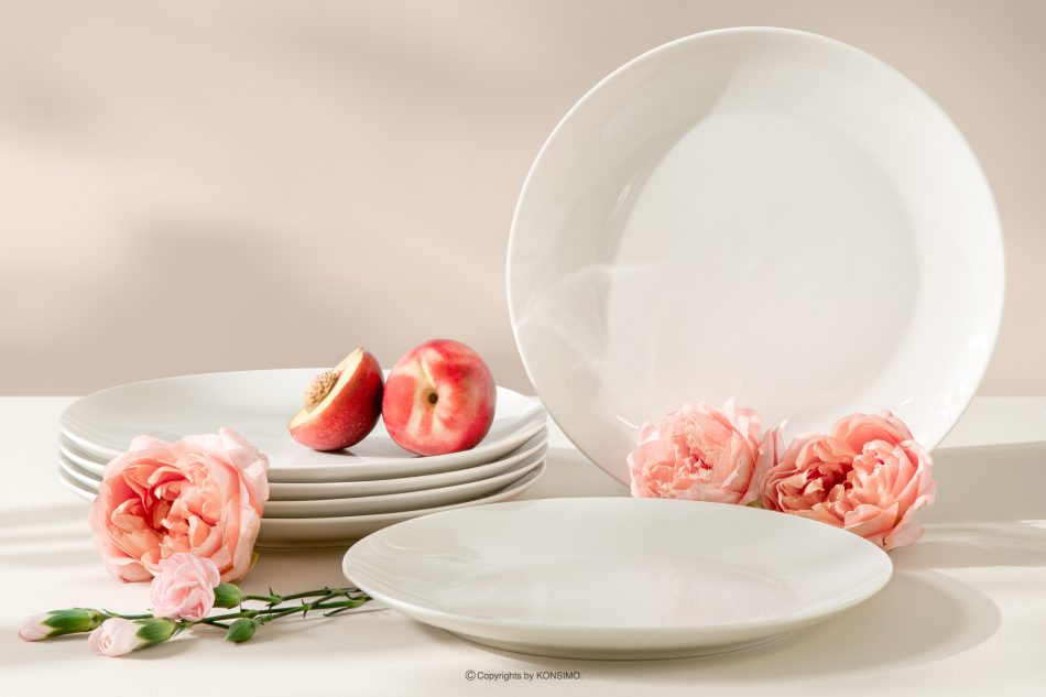 AD BELLA Jedálenský tanier z tvrdého porcelánu 6 ks ecru ecru - obrázok 1
