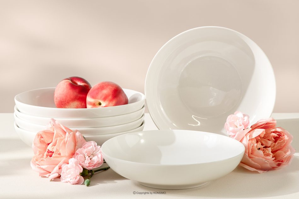 AD BELLA Hlboký tanier tvrdý porcelán 6 ks ecru ecru - obrázok 1