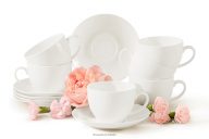 Šálka na kávu s podšálkou tvrdý porcelán 6 ks ecru