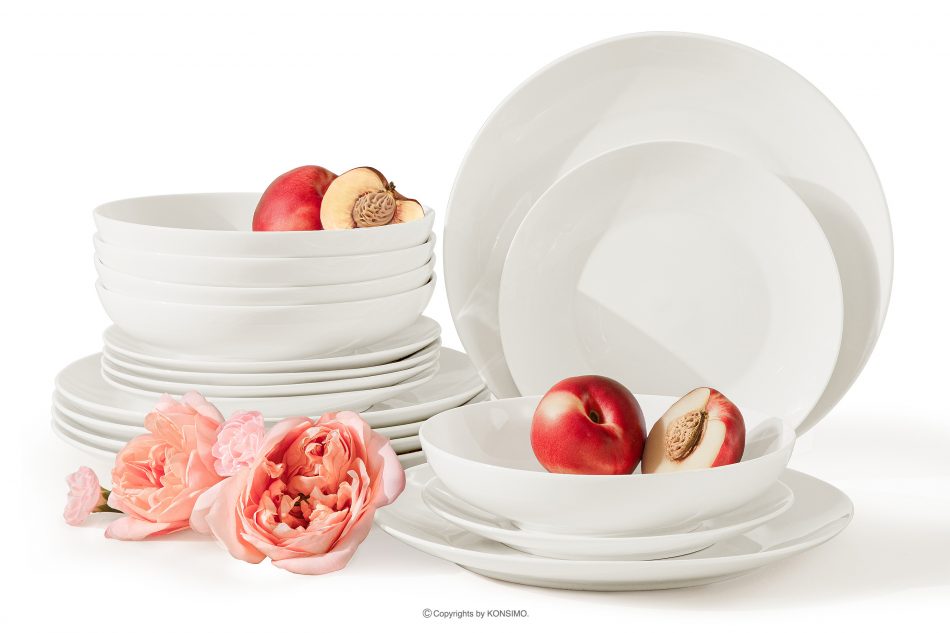 AD BELLA Jedálenská súprava tvrdý porcelán 6 osôb (18 ks) ecru ecru - obrázok 0