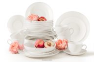 Jedálenská a kávová súprava z tvrdého porcelánu 6 osôb, tvrdý porcelán (30 ks) ecru