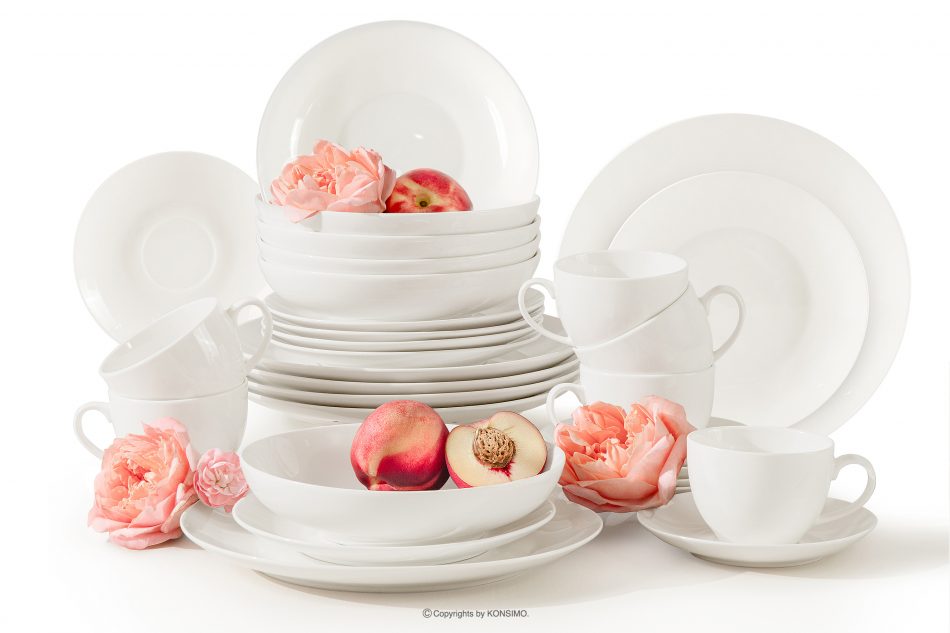 AD BELLA Jedálenská a kávová súprava z tvrdého porcelánu 6 osôb, tvrdý porcelán (30 ks) ecru ecru - obrázok 0