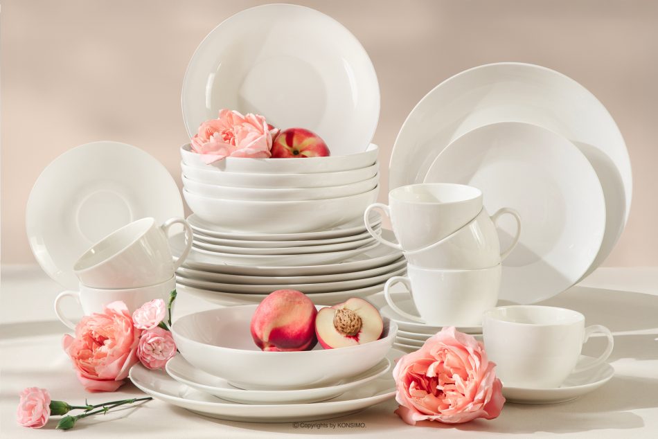 AD BELLA Jedálenská a kávová súprava z tvrdého porcelánu 6 osôb, tvrdý porcelán (30 ks) ecru ecru - obrázok 1