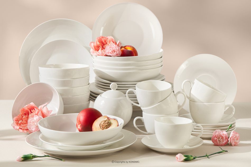 AD BELLA Jedálenská a kávová súprava z tvrdého porcelánu pre 6 osôb, tvrdý porcelán (37 ks) ecru ecru - obrázok 1