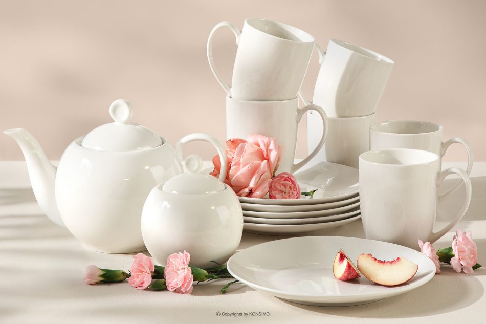 AD BELLA Čajová súprava z tvrdého porcelánu 6 osôb (14 ks) ecru ecru - obrázok 1