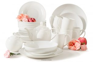 AD BELLA, https://konsimo.sk/kolekcie/ad-bella/ Jedálenská a čajová súprava z tvrdého porcelánu  6 osôb (26 ks) ecru ecru - obrázok