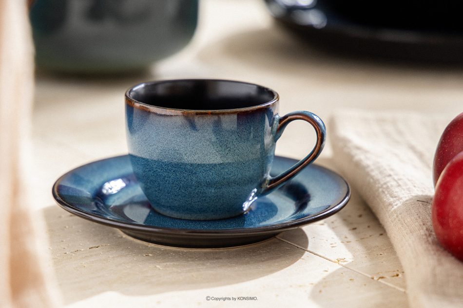 BALI Kávová súprava Espresso 6 osob (12 ks.) reaktívny smalt modrá/čierna matná modrá/čierna matná - obrázok 8