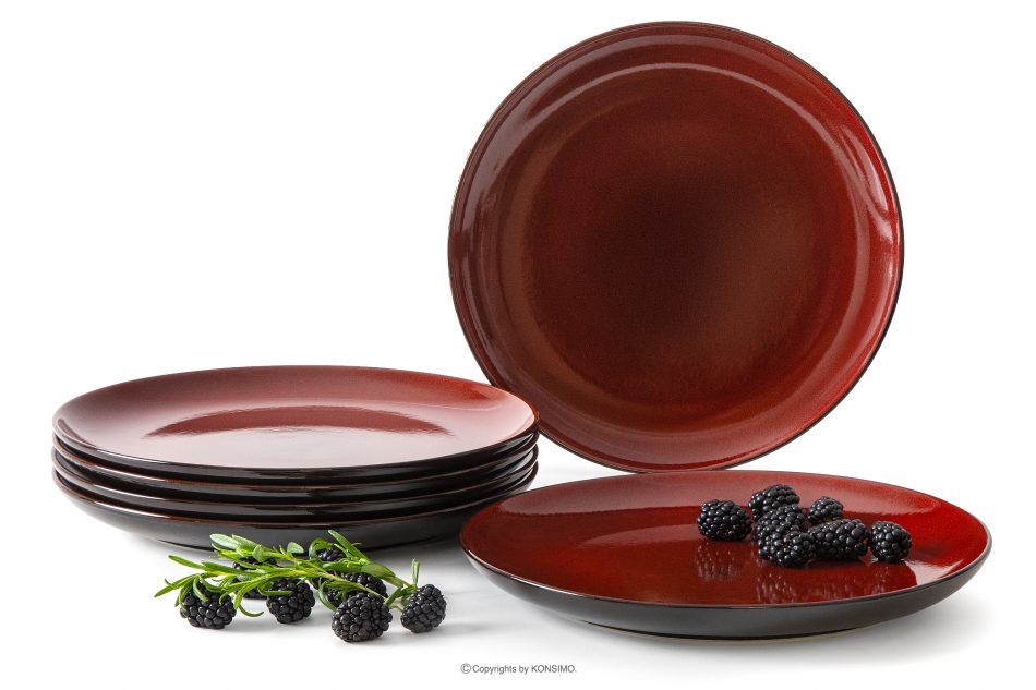 GAMBIA Jedálenský tanier keramická / reaktívna glazúra červený/čierny lesk 6 ks. červený/čierny lesk - obrázok 0
