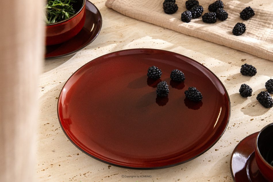 GAMBIA Jedálenský tanier keramická / reaktívna glazúra červený/čierny lesk 6 ks. červený/čierny lesk - obrázok 7