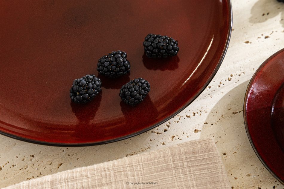 GAMBIA Jedálenský tanier keramická / reaktívna glazúra červený/čierny lesk 6 ks. červený/čierny lesk - obrázok 8