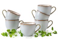 Šálka na espresso keramická/reaktívna glazúra šedá/modrá/biela 6 ks.