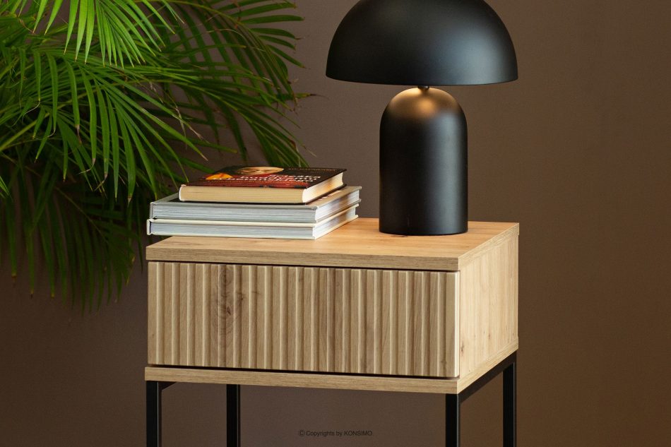 RECTUS Nočný stolík so zásuvkou moderný dub artisan dub artisan/čierna - obrázok 3