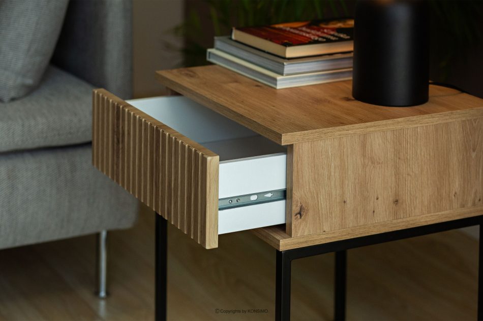 RECTUS Nočný stolík so zásuvkou moderný dub artisan dub artisan/čierna - obrázok 5