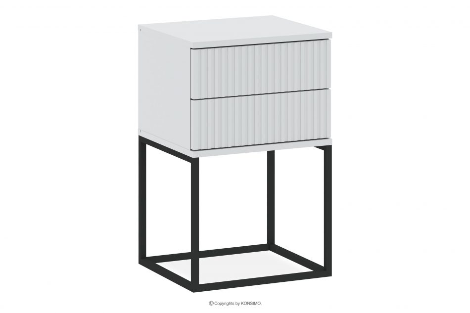 RECTUS Nočný stolík so zásuvkami moderný biely biela/čierna - obrázok 0