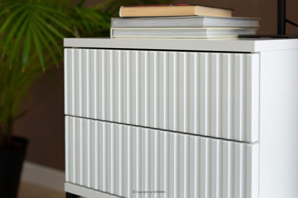 RECTUS Nočný stolík so zásuvkami moderný biely biela/čierna - obrázok 4