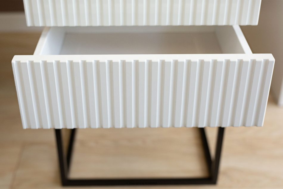 RECTUS Nočný stolík so zásuvkami moderný biely biela/čierna - obrázok 6