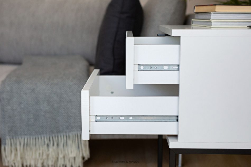 RECTUS Nočný stolík so zásuvkami moderný biely biela/čierna - obrázok 7