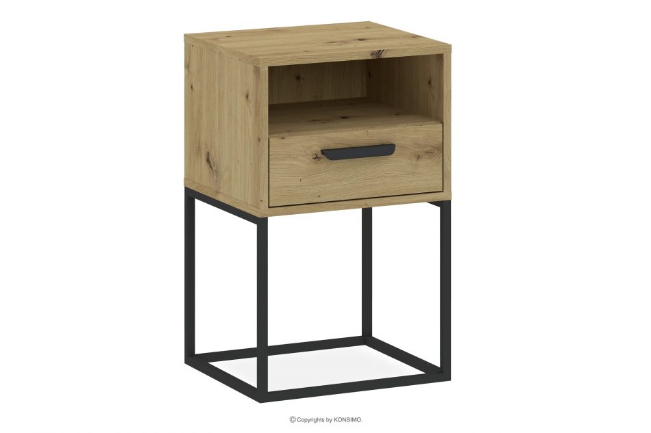 RECTUS Malý nočný stolík so zásuvkou dub artisan dub artisan/čierna - obrázok 0