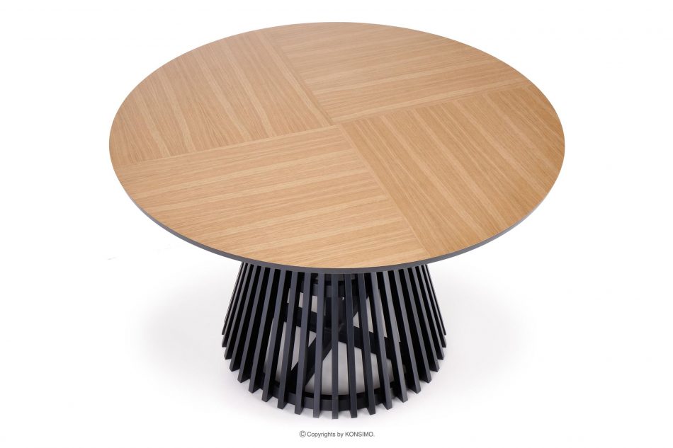 SOMA Okrúhly stôl v štýle Loft 120 cm na jednej nohe dub/čierna - obrázok 3